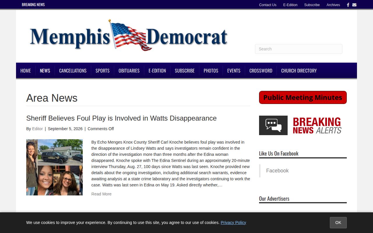 Memphis Democrat local news archive with selective Scotland County arrest coverage